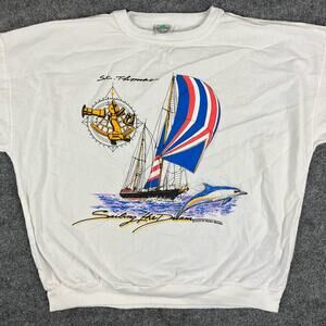 Vintage Stanley Michaels Sailing Tee Men’s XL White St. Thomas Nautical
